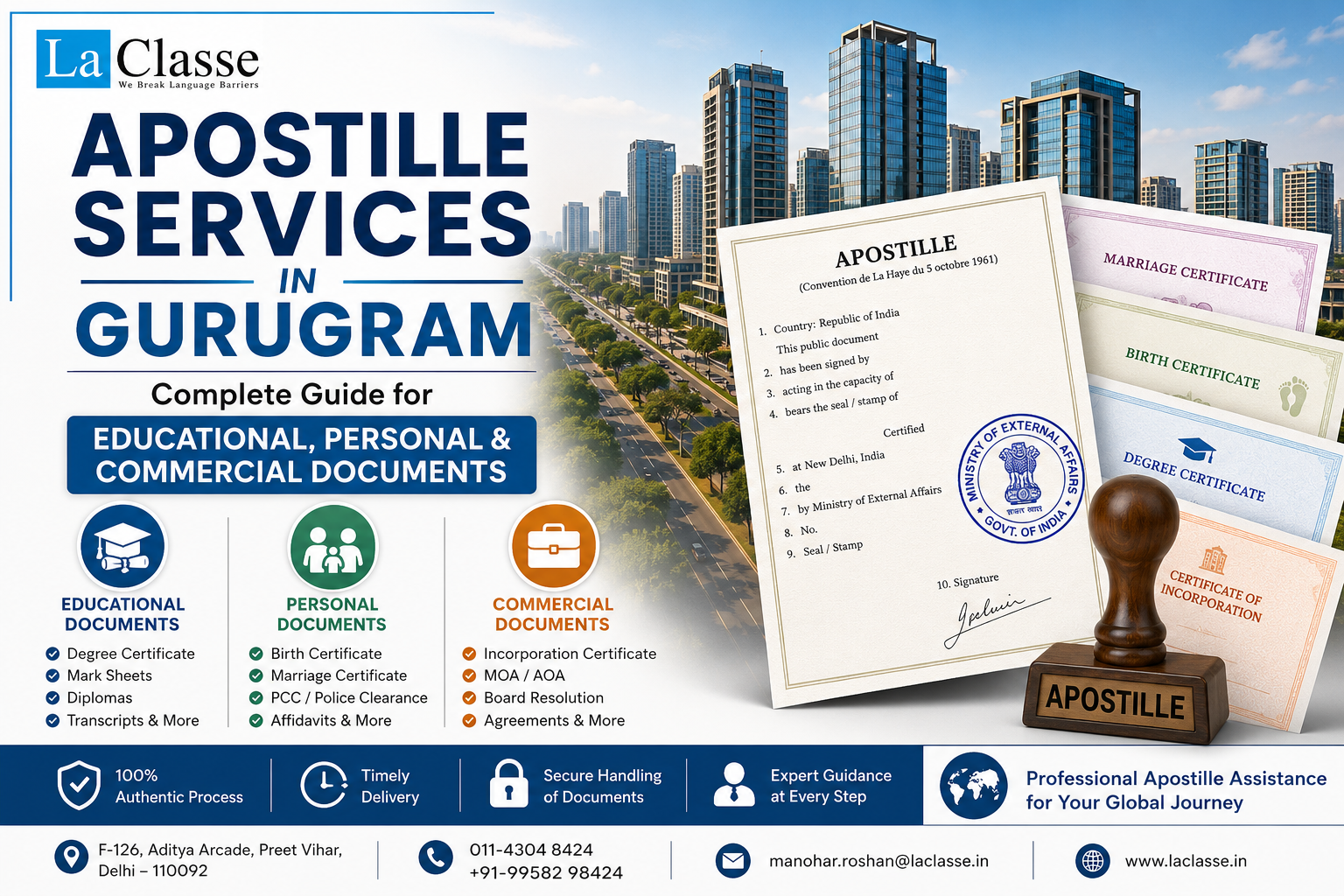 Apostille Services in Gurugram: Complete Guide for Educational, Personal & Commercial Documents